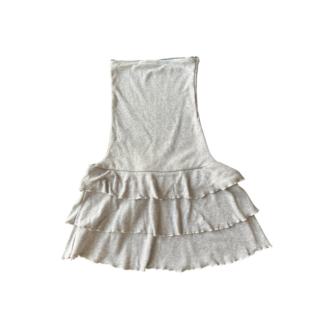 J.Crew Gray Pointelle Knit Ruffle Tiered Tube Top Strapless Peplum Size M (1002)